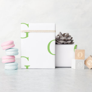 Lime-Grün und Weiß-Monogramm Geschenkpapier
