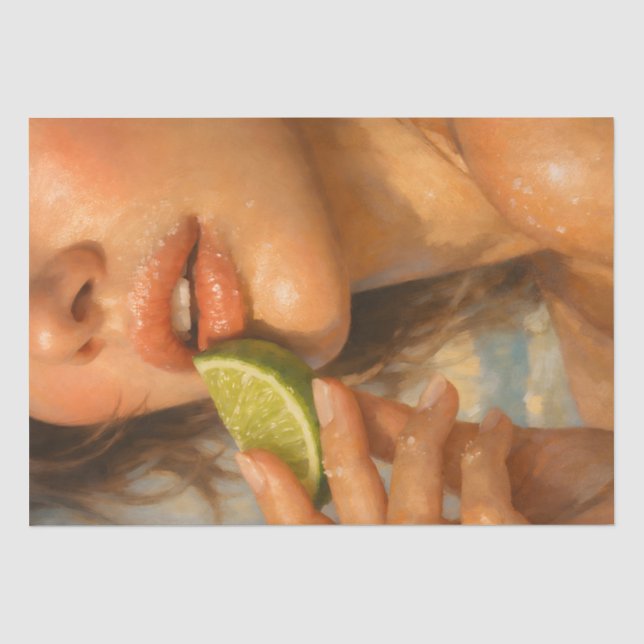 Lime Lippen Frau Sommer Strand Decoupage Papier  (Vorderseite)
