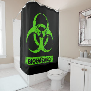 Lime Neon Grün Bio-Hazard-Chemikalien Grafik Duschvorhang