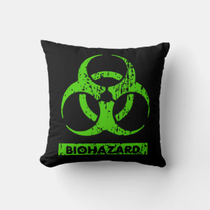 Lime Neon Grün Bio-Hazard Chemikalien Grafik Kissen