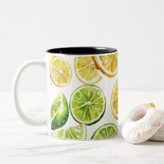 Lime Slices Mug: Zesty Citrus Kitchen Decor Zweifarbige Tasse