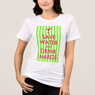 Lime Streifen Hot Pink Wasser sparen und Margs tri Tri-Blend Shirt
