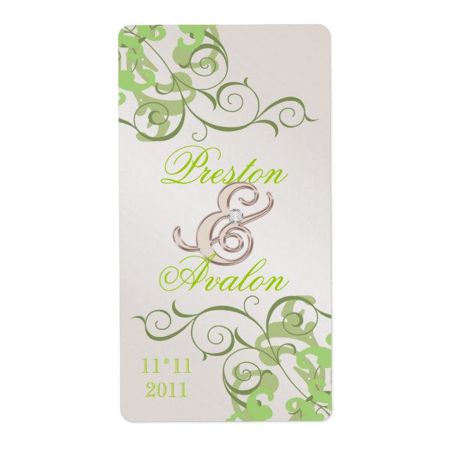 Lime Swirl Champagner Juwelen Wein Etikett (Vorne)