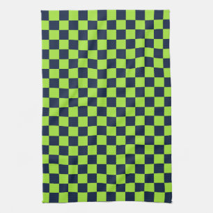 Lime- und Marineblau-Schachbrettmuster Geschirrtuch