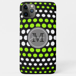 Lime- und weiße Tupfenmuster-Monogramm Case-Mate iPhone Hülle