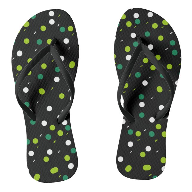 Limegrüne Weiße Formen Muster Flip Flops (Fußbett)