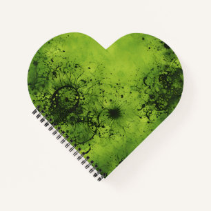 Limegrünes Grunge mit schwarzen Akzenten Notizbuch