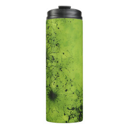 Limegrünes Grunge mit schwarzen Akzenten Thermosbecher