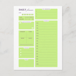 Limegrünes minimalistisches Tagesplanertemplate Feiertagspostkarte