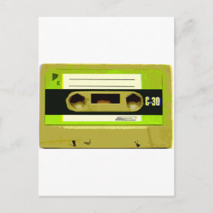 Limegrünes Retro-Kassettenband Postkarte