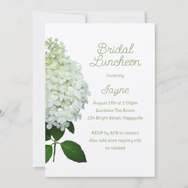 Limelight Hydrangea Bridal / Polterabend Einladung (Vorderseite)