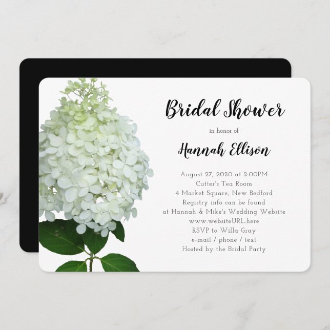 Limelight Hydrangea Schwarz-Weiß-Dusche Einladung (Vorne/Hinten)