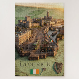 Limerick Irland 3D-Kartenillustration 1014 Teile J Puzzle
