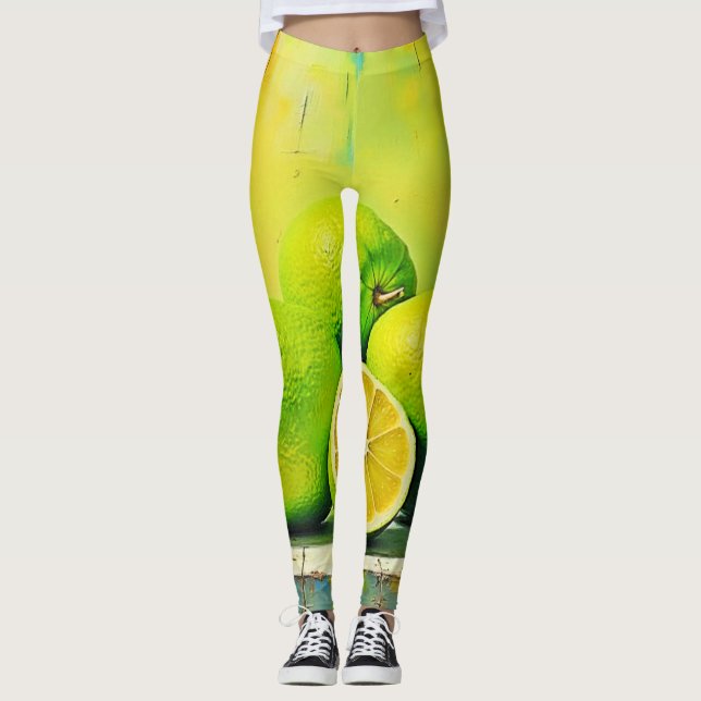 Limes helles Summer Pop Design Leggings (Vorderseite)