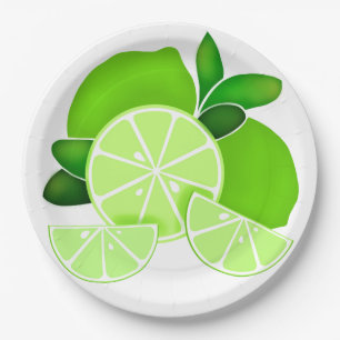 Limes   Limone Scheiben   Sonniges Zitrusmuster Pappteller