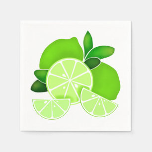 Limes Limone Scheiben Sonniges Zitrusmuster Serviette