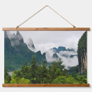 Limestone Hills Yangshuo, Guangxi, China Wandteppich Mit Holzrahmen