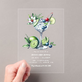Limette Beeren Martini Klar Modern Tropisch Geburt Acryleinladungen