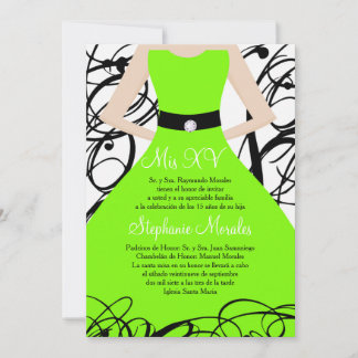 Limette Green Dress Quinceanera Geburtstagseinladu Einladung