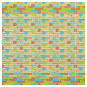 Limette grün, Zimtbraun, türkisfarbene Rechtecke Stoff