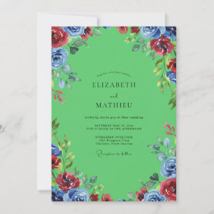 Limette-Karmesin-Gemalte-Petal-Hochzeit Einladung