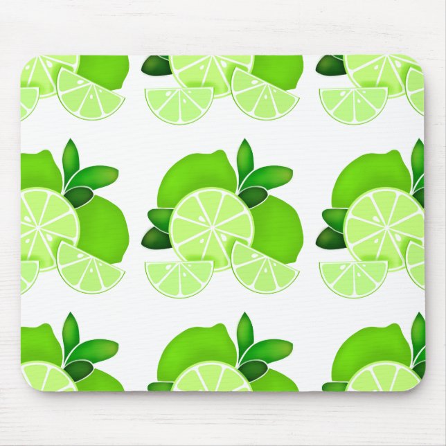Limette Limone Kanten Sonniges Zitrusmuster Mousepad (Vorne)