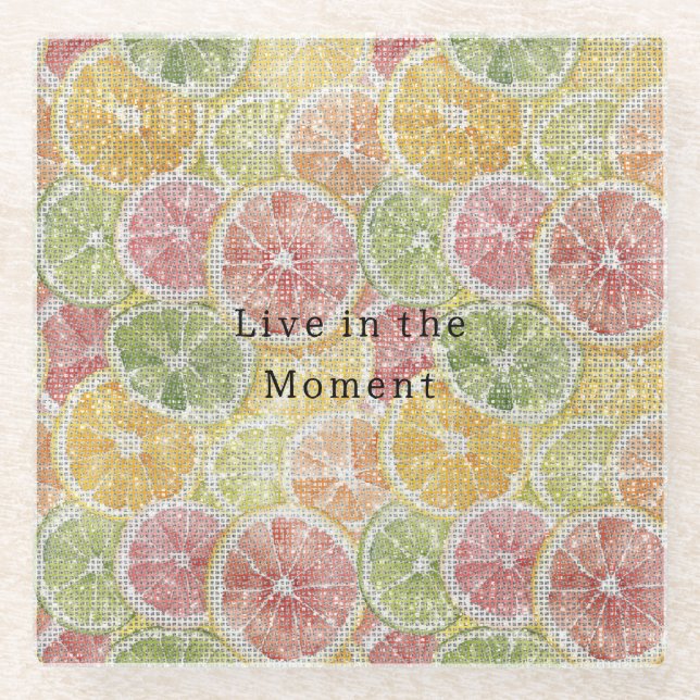 Limette Zitrone Orange Grapefruit Frucht Funkeln  Glasuntersetzer (Vorderseite)