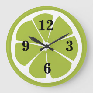 Limette Zitronenscheibe Grün Obst Küche Große Wanduhr