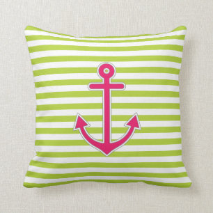 Limetten Grün Hot Pink Anker Nautisch Kissen