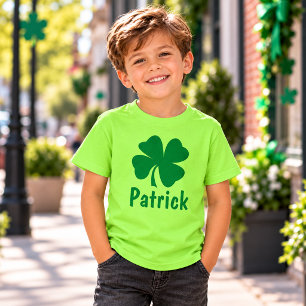 Limetten-Grün-Kleeblatt-Name-St.-Patricks-Tag-Jung T-Shirt
