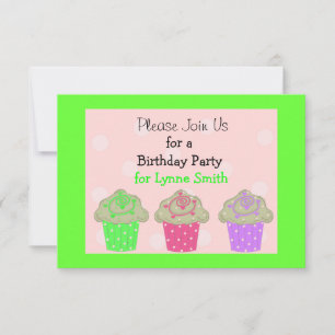 Limetten-grüne Cupcake-Geburtstags-Einladung Einladung