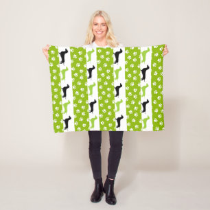 Limetten-Grüne Schwarz-Weiße Dachshund-Fleece-Deck Fleecedecke