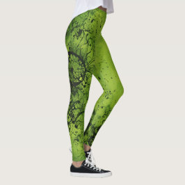 Limetten-Grüner Grunge mit schwarzen Akzenten Leggings