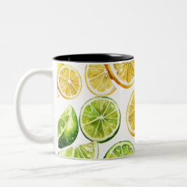 Limetten-Scheiben-Tasse: Zitrus-Küchendekor mit Pe Zweifarbige Tasse