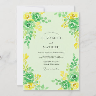Limettengelb Hochzeit mit Eukalyptuslaub Einladung