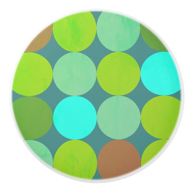 Limettengrüne Aquamarine Türkis- und Rostkreise Keramikknauf (Vorderseite)