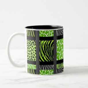 Limettengrüne Mischtierdrucke Zweifarbige Tasse