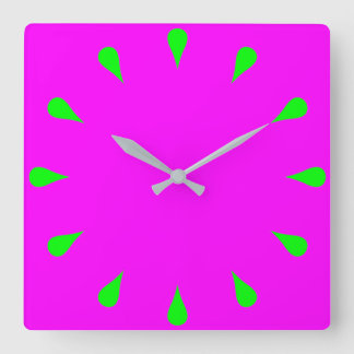 Limettengrüne Teardrops Quadratische Wanduhr