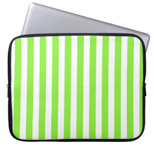 Limettengrüne und weiße Bonbonstreifen Laptopschutzhülle