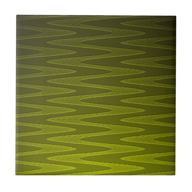 Liminer Olive Green Zigzag Muster Fliese (Vorderseite)