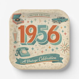 Limited Edition 1956 Birthday | 50s Retro Style Pappteller