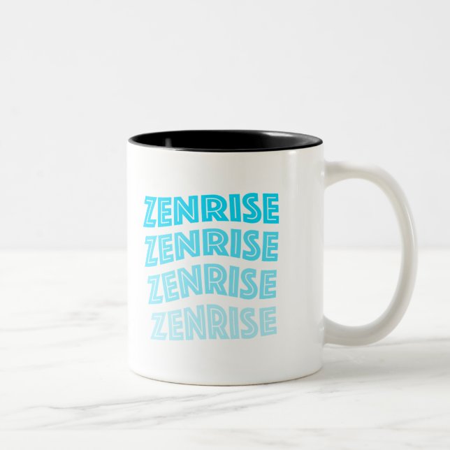 Limited Edition Cyan Zenrise Logo-Tasse Zweifarbige Tasse (Rechts)
