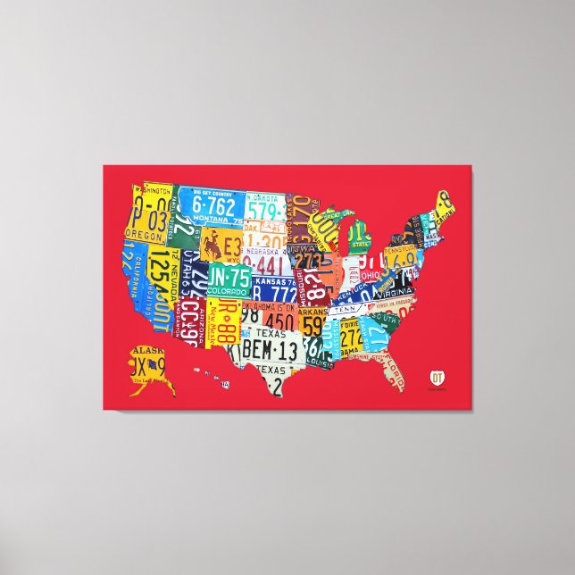 Limited Edition License Plate Map Leinwand USA (Vorderseite)