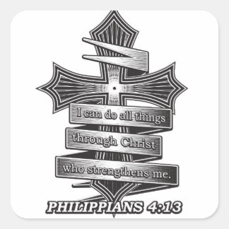 Limited Edition Philippians 4:13 Christliche Bibel Quadratischer Aufkleber