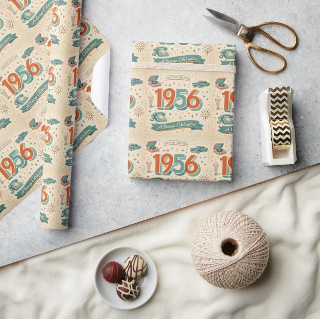 Limitierte Edition 1956 Geburtstag | Retro-Stil de Geschenkpapier (Kunsthandwerk)