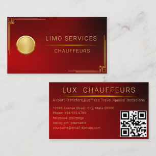 Limo Fahrer und Chauffeur Service Red QR Code Visitenkarte