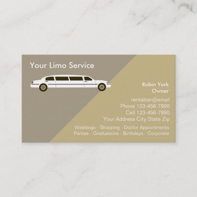Limo Rental Car Service Business Cards Visitenkarte (Vorderseite)