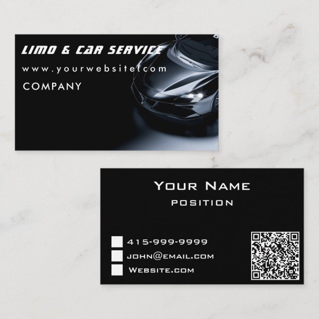 Limo & Taxi Service Elegante Visitenkarte (Vorne/Hinten)