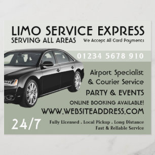 Limo Taxi Service mit Preislisten Werbung Flyer
