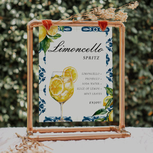 Limocello Spritz Lemon Positano Brautparty Sign Poster
